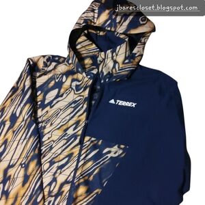 Adidas Men's TERREX Graphic Rain Jacket Size Small Gold/Yellow/Navy
